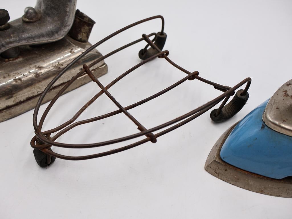 Vintage and Antique Iron Trio Early Gas and Metal Sad Irons - 6