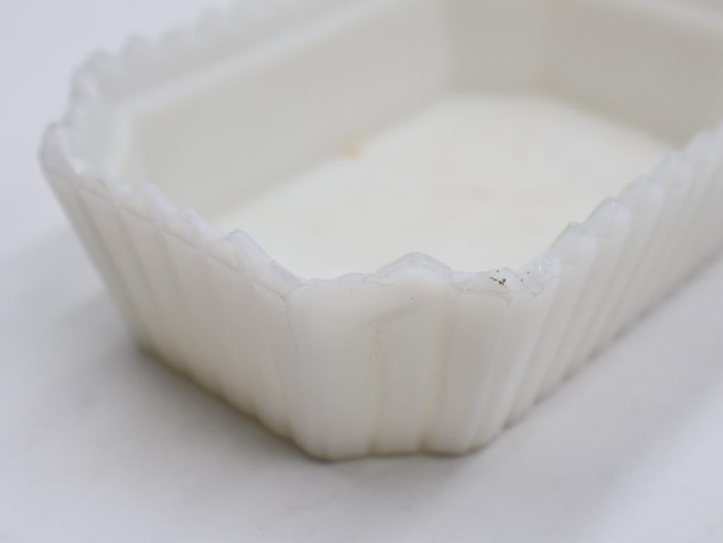 Vintage Westmoreland Blue and White Slag Milk Glass Covered Animal Dish Duo - 8