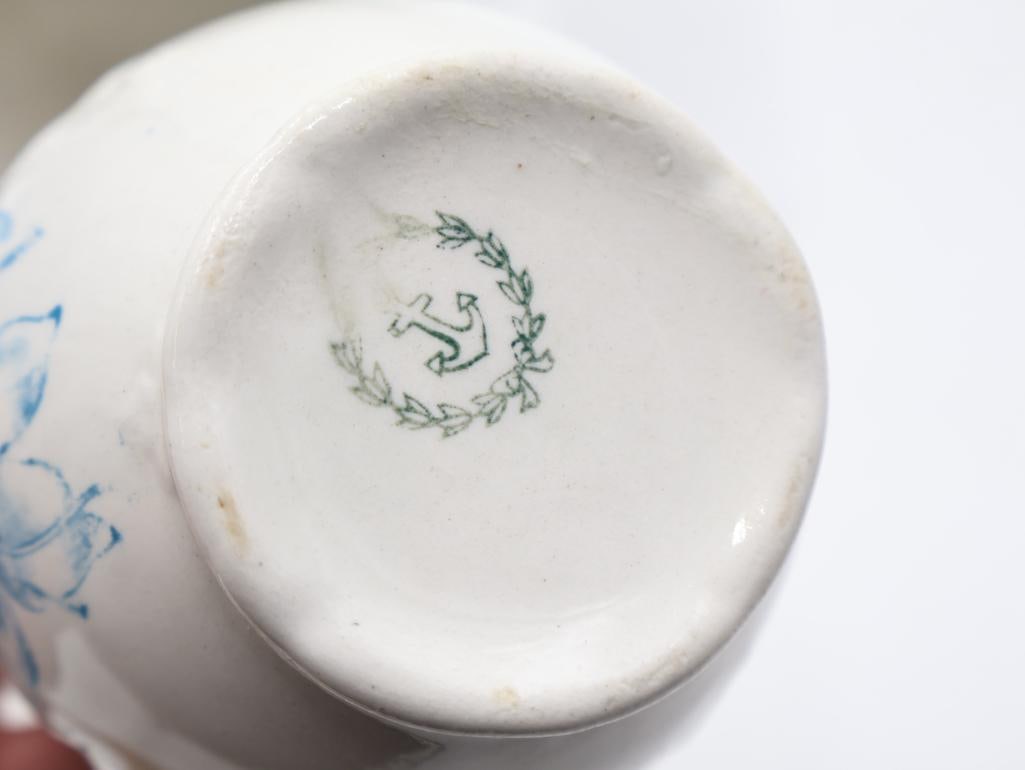 Antique & Vintage Blue Floral Ceramics, German Pansy Nesting Bowls - 10