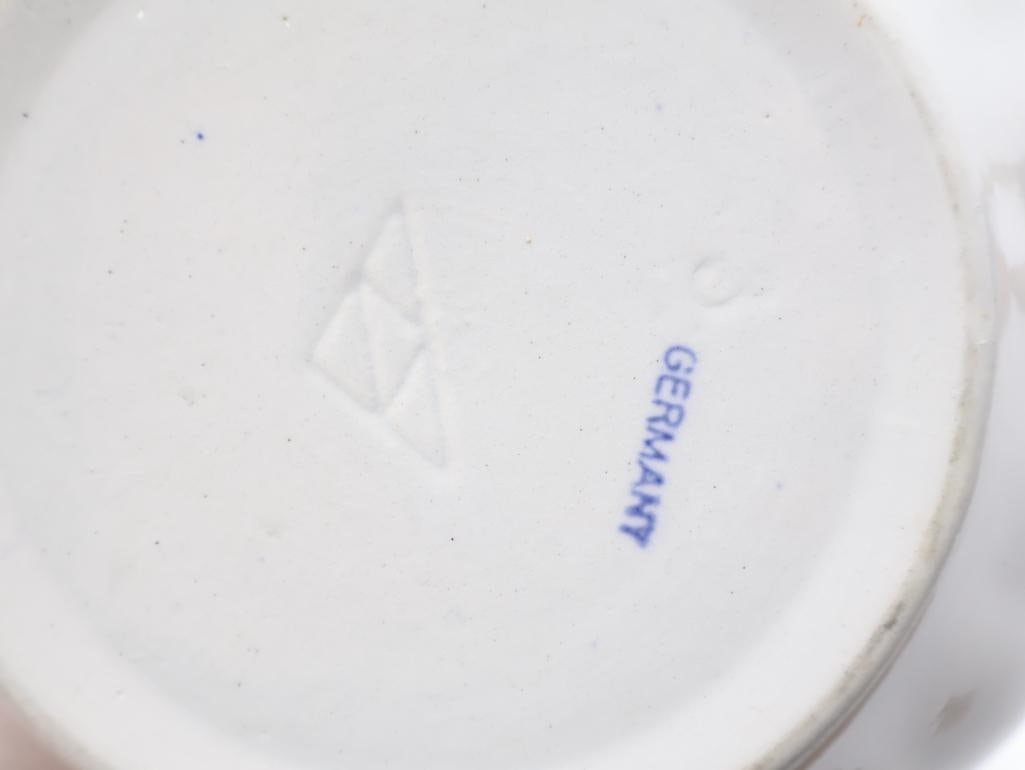 Antique & Vintage Blue Floral Ceramics, German Pansy Nesting Bowls - 13