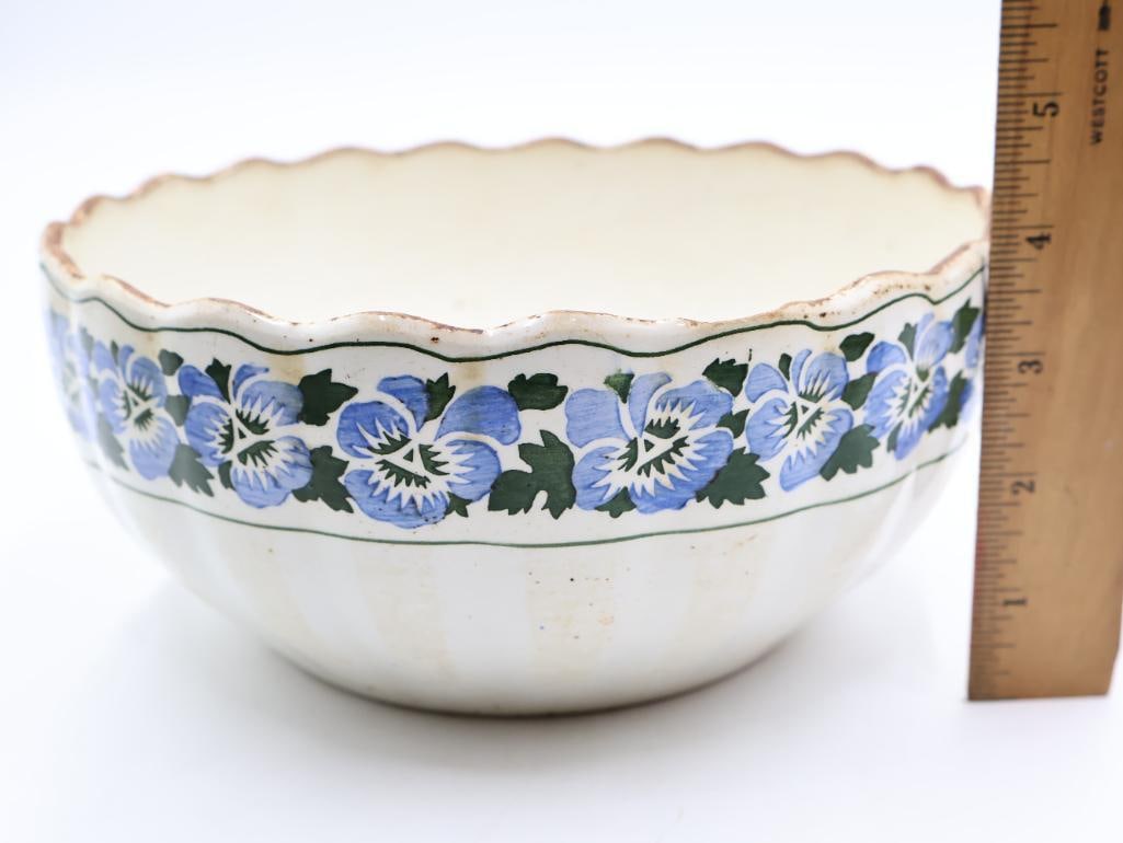 Antique & Vintage Blue Floral Ceramics, German Pansy Nesting Bowls - 14