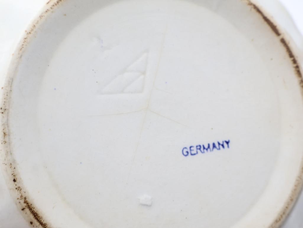Antique & Vintage Blue Floral Ceramics, German Pansy Nesting Bowls - 18