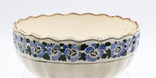 Antique & Vintage Blue Floral Ceramics, German Pansy Nesting Bowls - 2