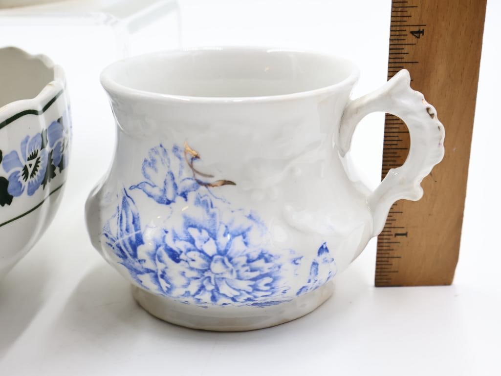 Antique & Vintage Blue Floral Ceramics, German Pansy Nesting Bowls - 4