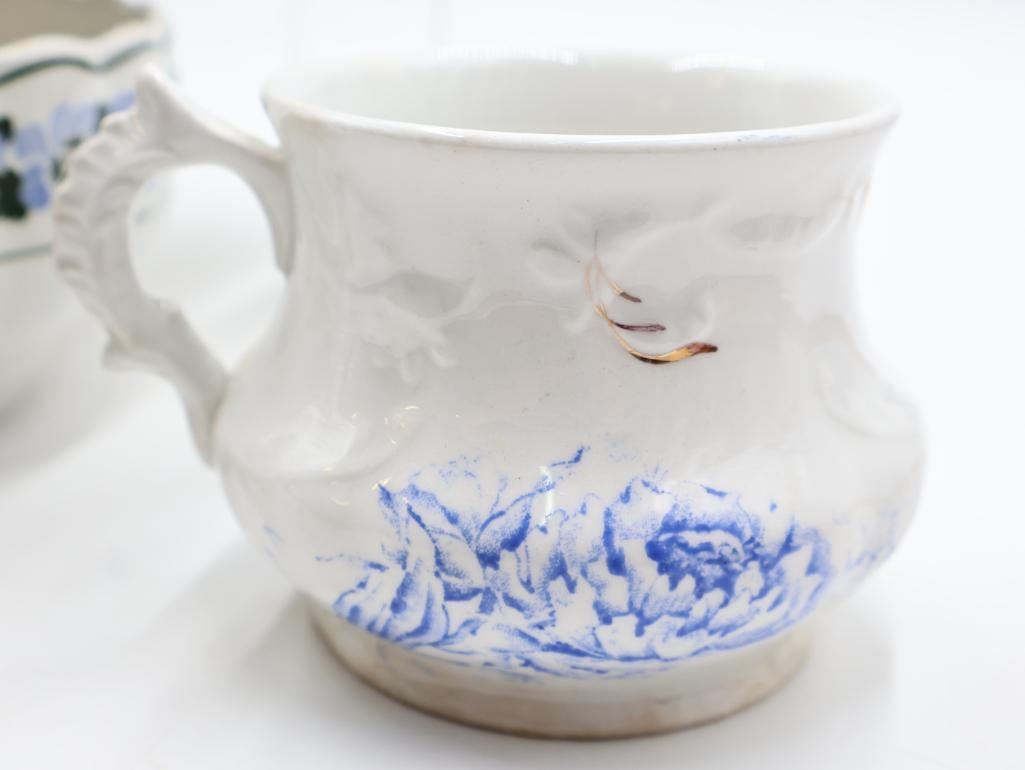 Antique & Vintage Blue Floral Ceramics, German Pansy Nesting Bowls - 5