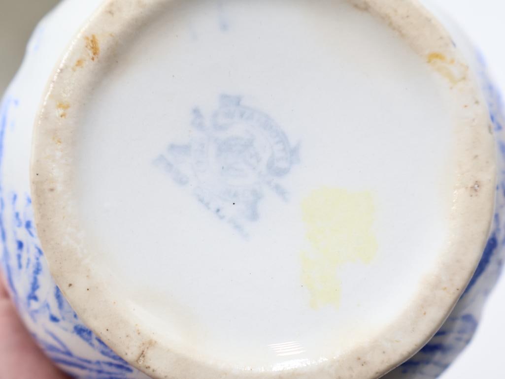 Antique & Vintage Blue Floral Ceramics, German Pansy Nesting Bowls - 6