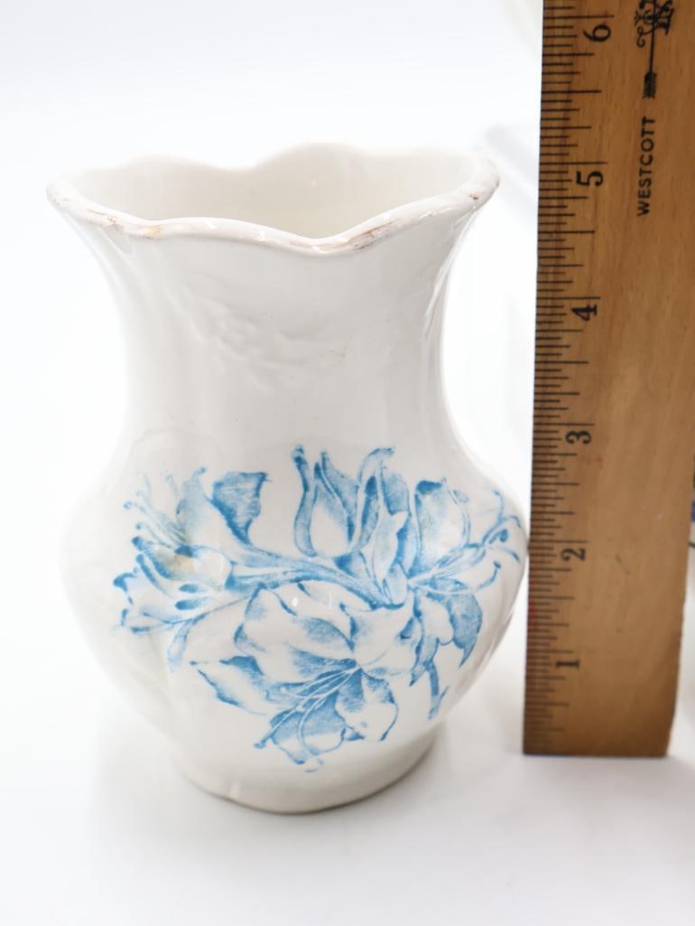 Antique & Vintage Blue Floral Ceramics, German Pansy Nesting Bowls - 7