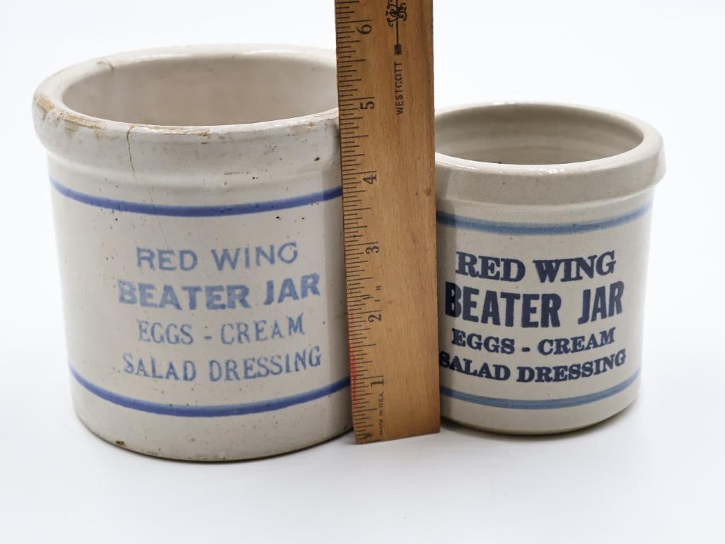 Two Antique Red Wing Stoneware Beater Jars - 4