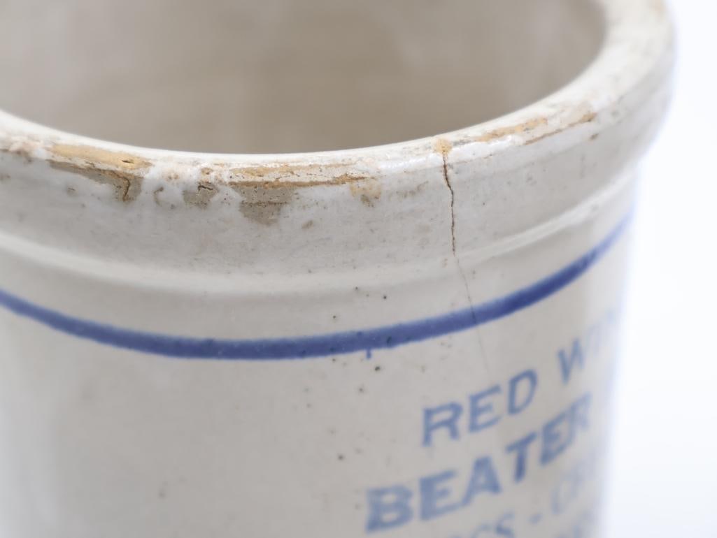 Two Antique Red Wing Stoneware Beater Jars - 8