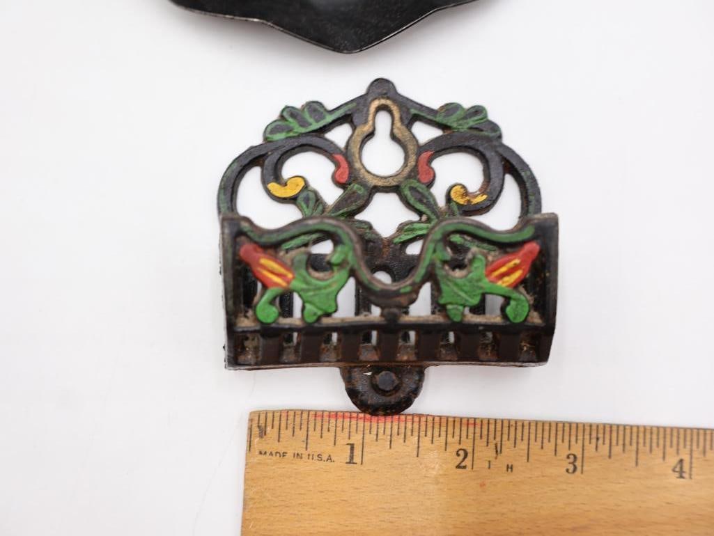 Antique Cast Iron Lot Wall Match Safes and Matchholder Ashtray - 7