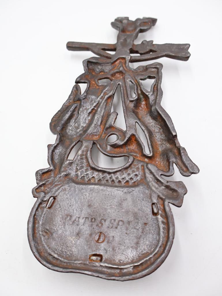 Antique Cast Iron "Game Hanging" Wall Match Safes Trio - 5