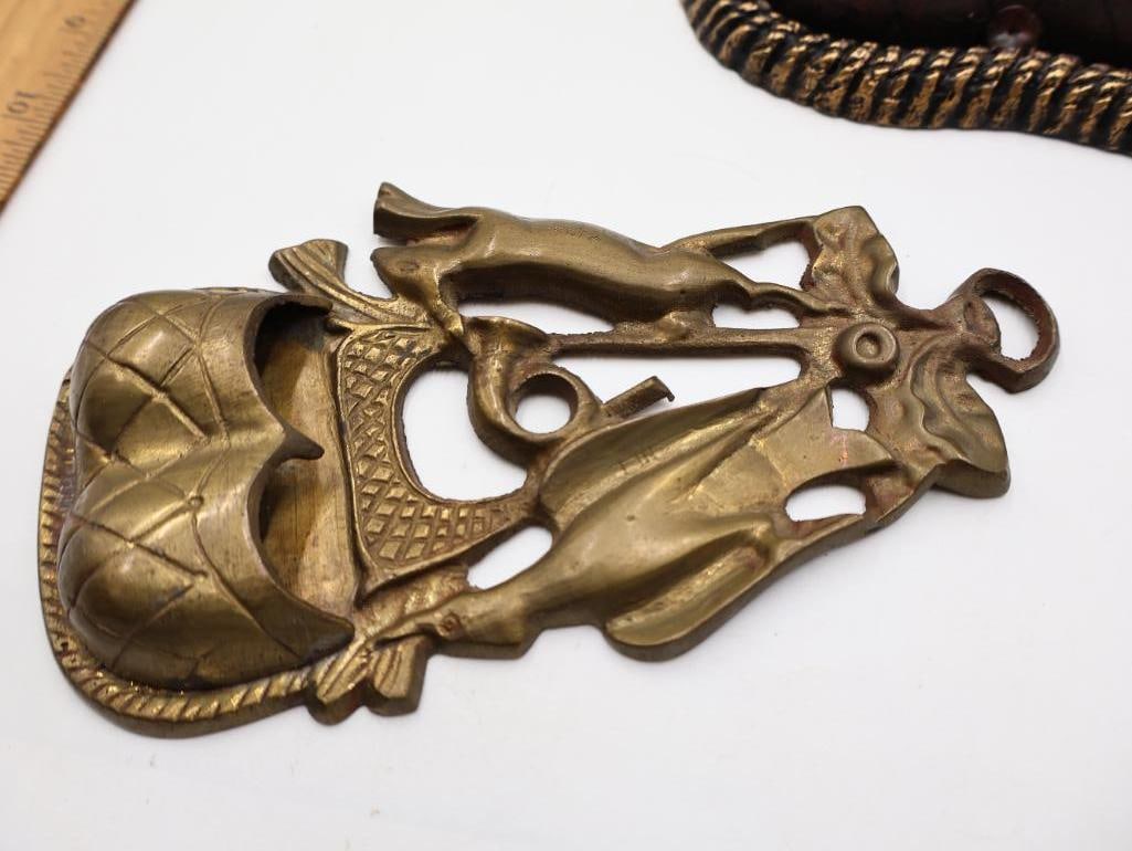 Antique Cast Iron "Game Hanging" Wall Match Safes Trio - 7