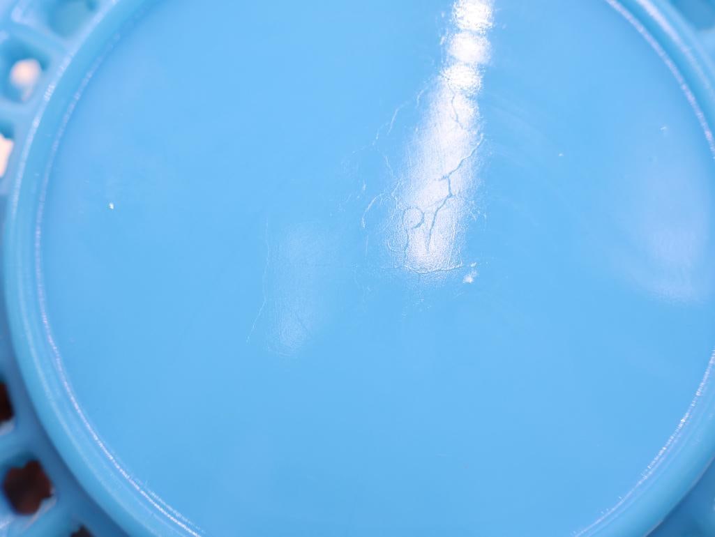 Vintage Westmoreland Turquoise Blue Milk Glass "Forget-Me-Not" 5-Piece Plate Set - 7