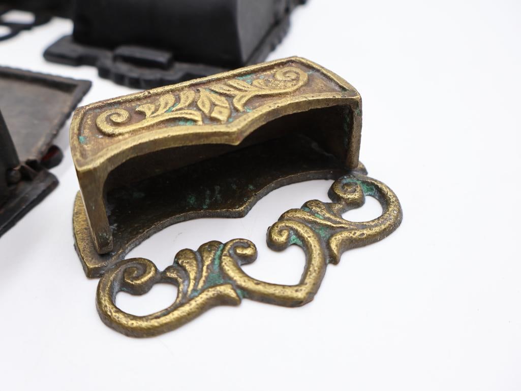 Antique & Vintage Cast Iron Wall Match Safes 7-Piece Collectible Lot - 4