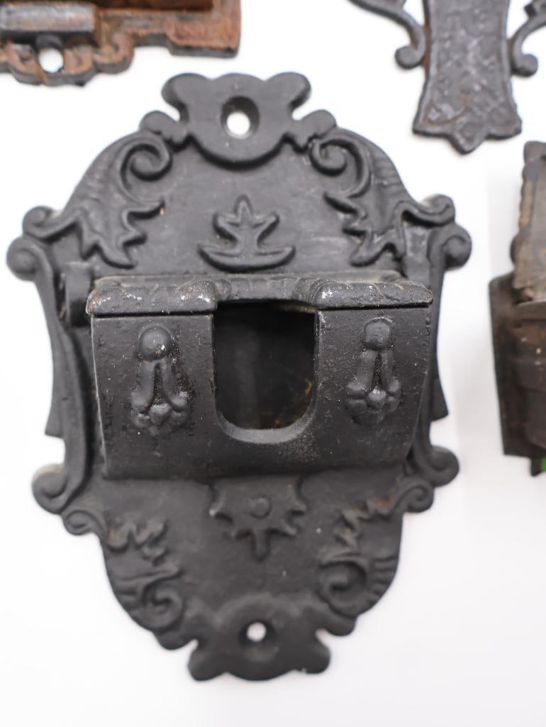 Antique & Vintage Cast Iron Wall Match Safes 7-Piece Collectible Lot - 8