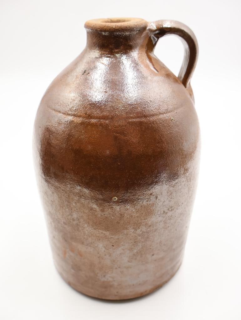Antique American Stoneware Jugs & Ovoid Jar 3-Piece Primitive Crock Lot - 16