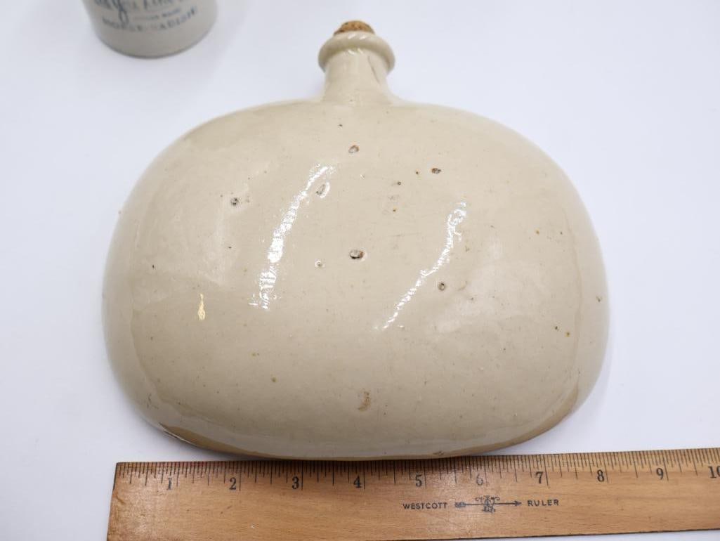 Antique and Vintage Stoneware Bottle & Pottery Lot 5-Piece Primitive Advertising Collection - 2