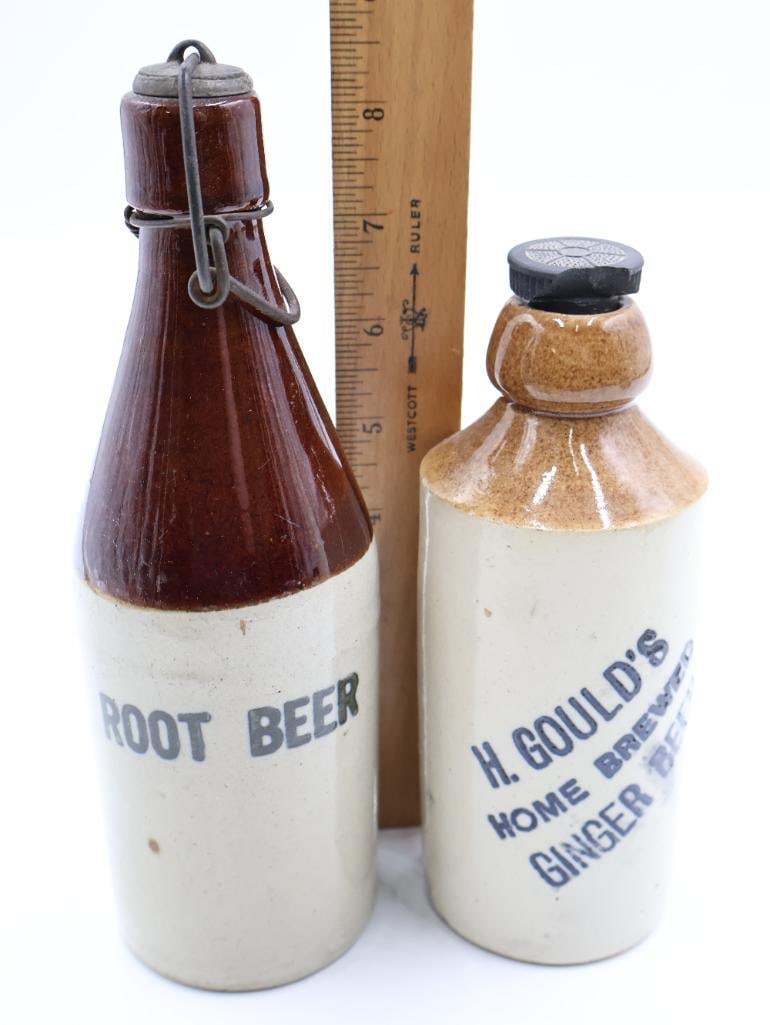 Antique and Vintage Stoneware Bottle & Pottery Lot 5-Piece Primitive Advertising Collection - 9