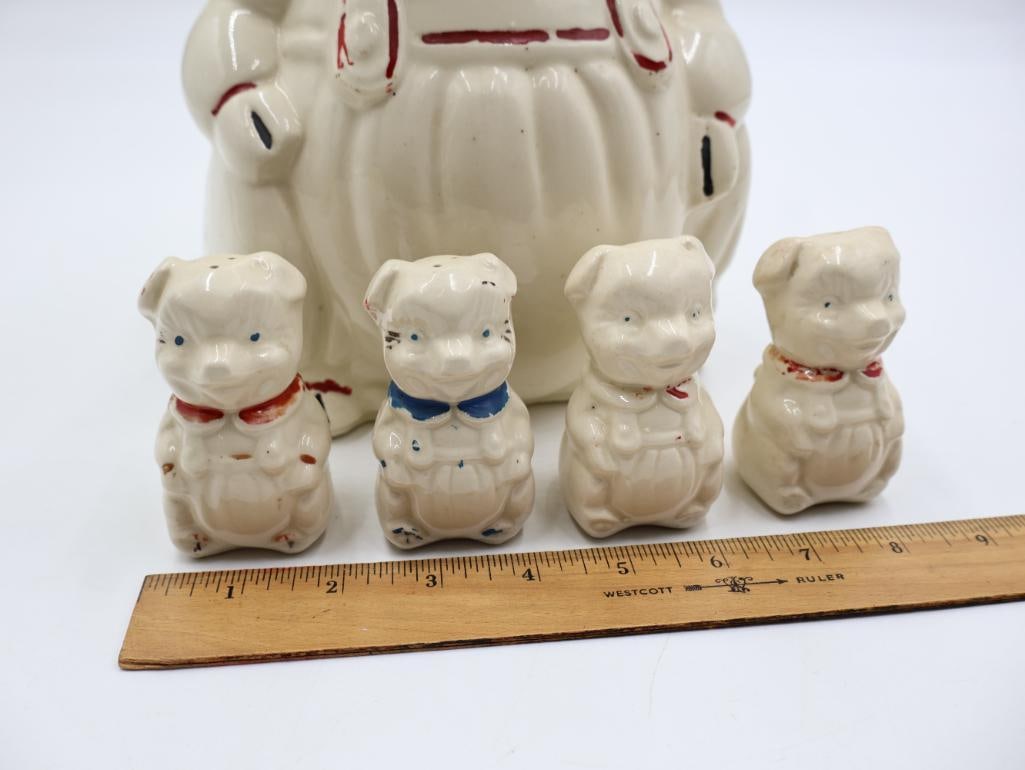 Vintage APCO Smiley the Pig Cookie Jar and Salt and Pepper Shakers - 3