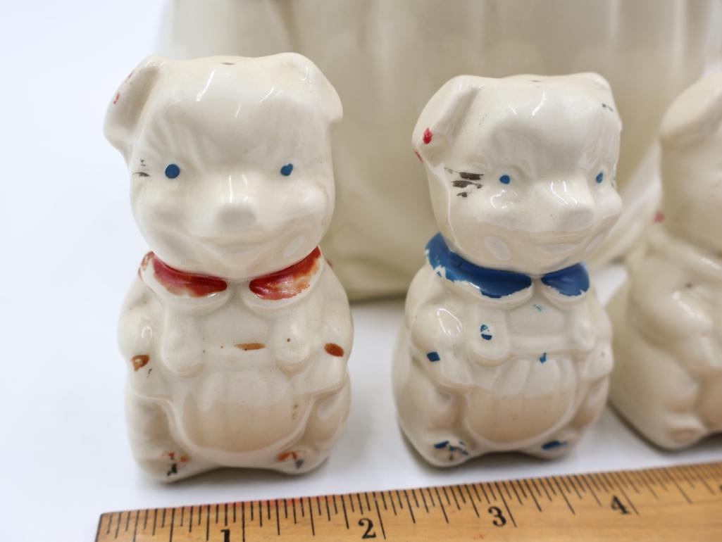 Vintage APCO Smiley the Pig Cookie Jar and Salt and Pepper Shakers - 4