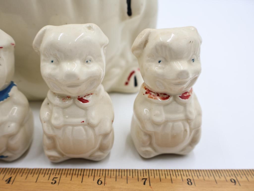 Vintage APCO Smiley the Pig Cookie Jar and Salt and Pepper Shakers - 5