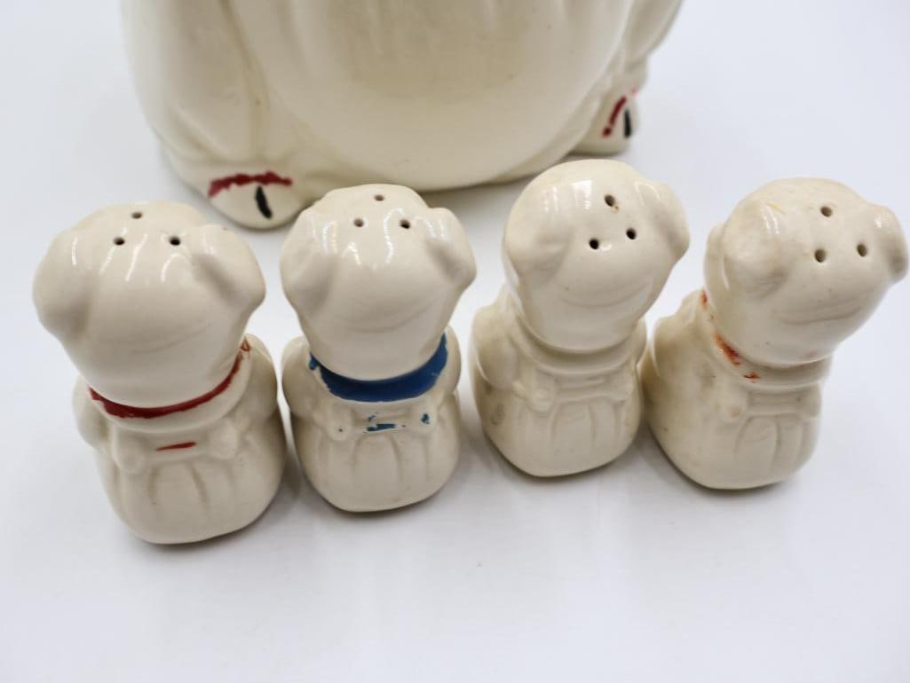Vintage APCO Smiley the Pig Cookie Jar and Salt and Pepper Shakers - 6