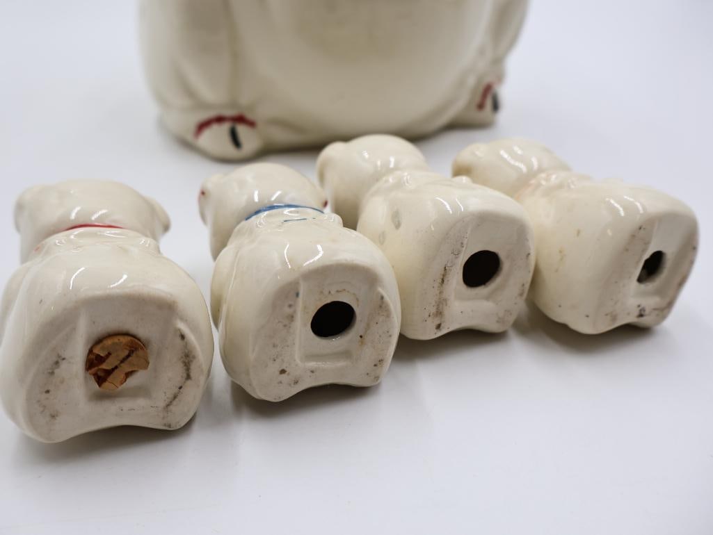 Vintage APCO Smiley the Pig Cookie Jar and Salt and Pepper Shakers - 7