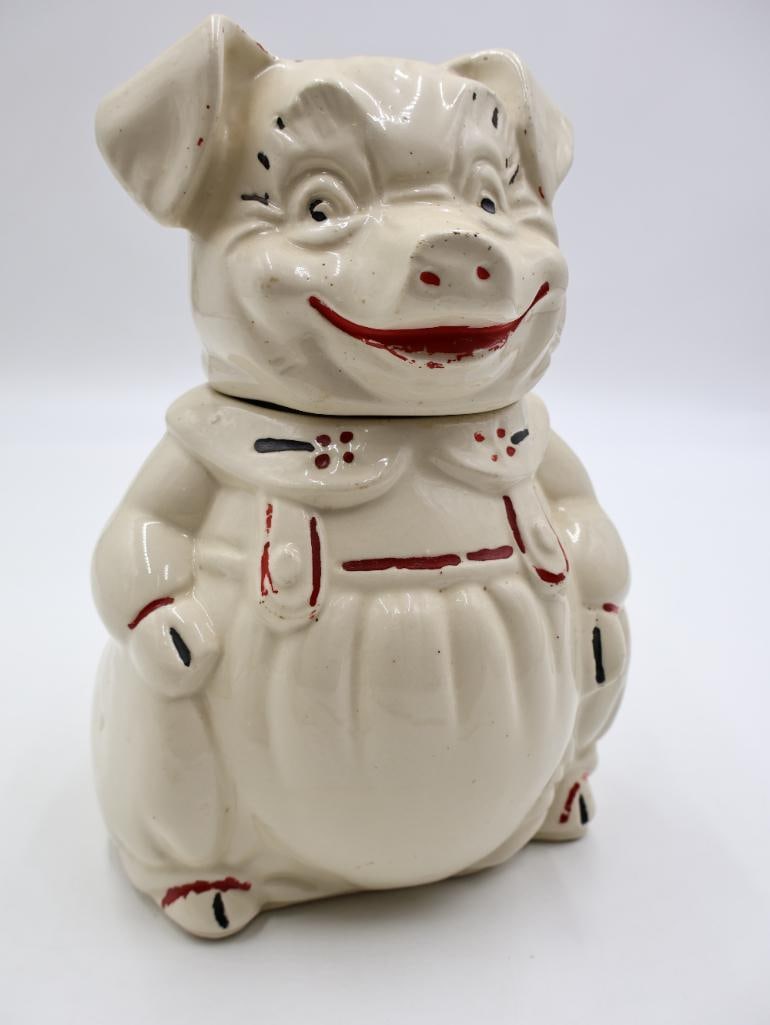 Vintage APCO Smiley the Pig Cookie Jar and Salt and Pepper Shakers - 8