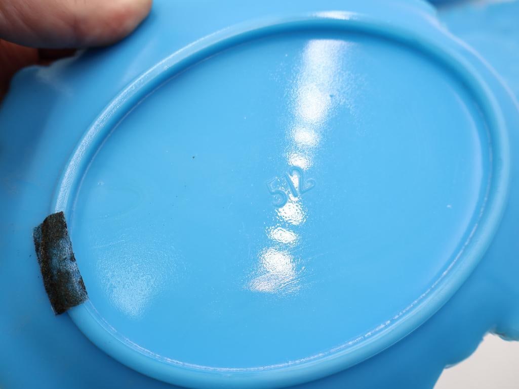 Collection of Antique Opaque Blue Milk Glass Opaline Dishes - 8