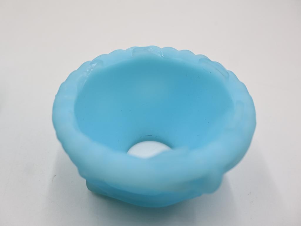 Vintage Fenton Blue Satin Owl Fairy Lamp - 6
