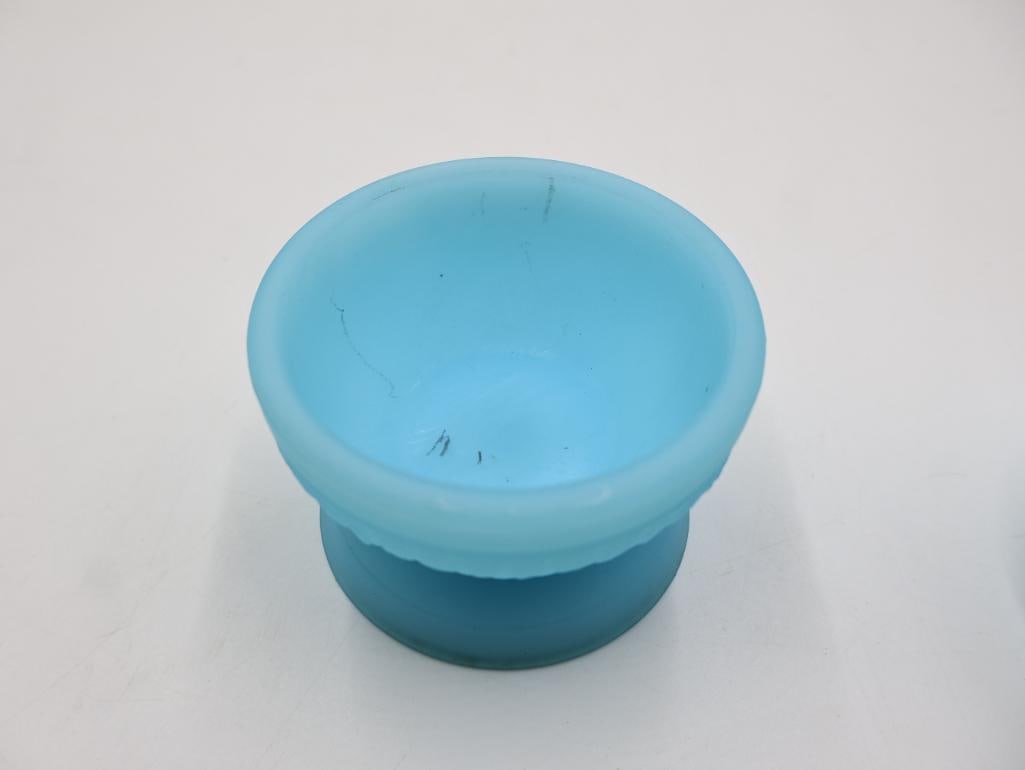Vintage Fenton Blue Satin Owl Fairy Lamp - 7