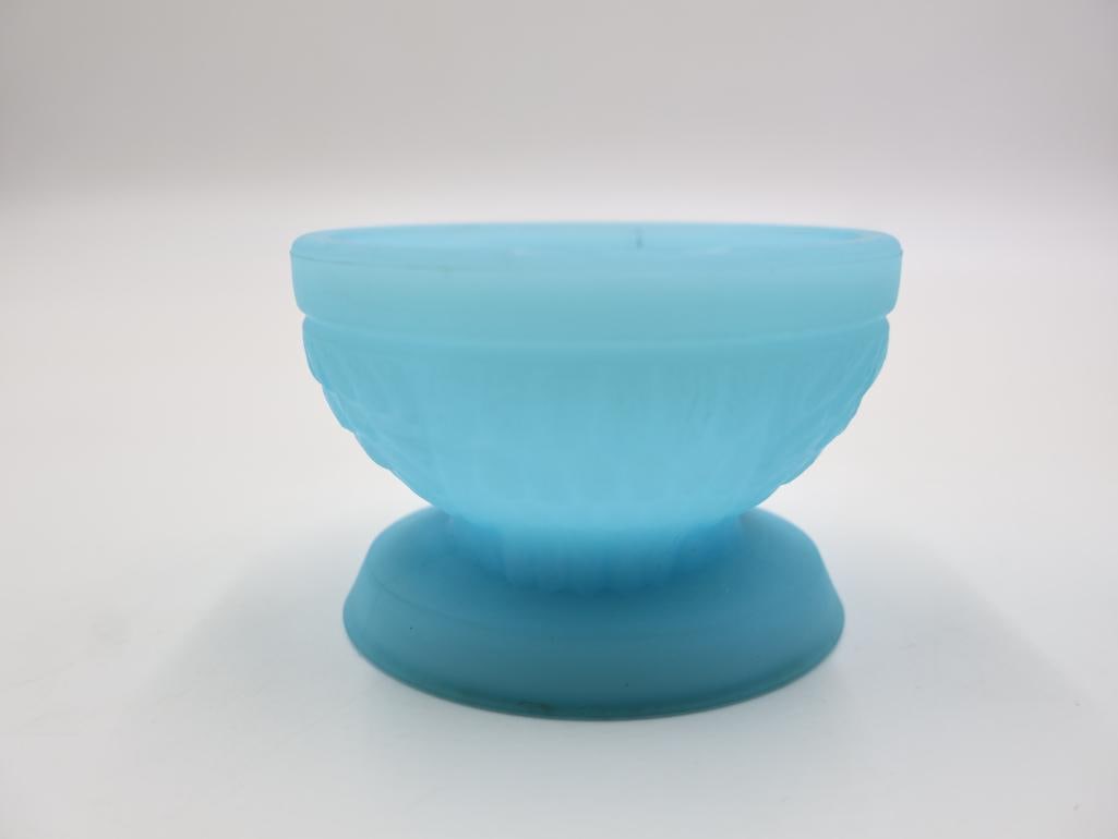 Vintage Fenton Blue Satin Owl Fairy Lamp - 8