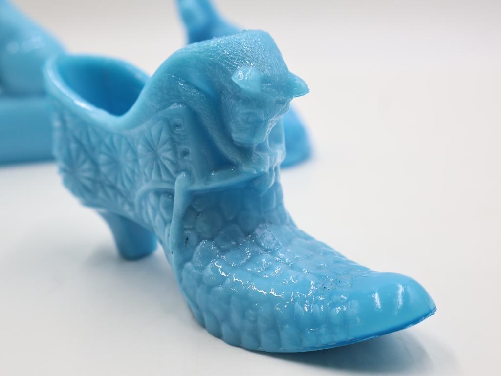 Three Opaque Blue Milk Glass Animal Themed Figures - 4