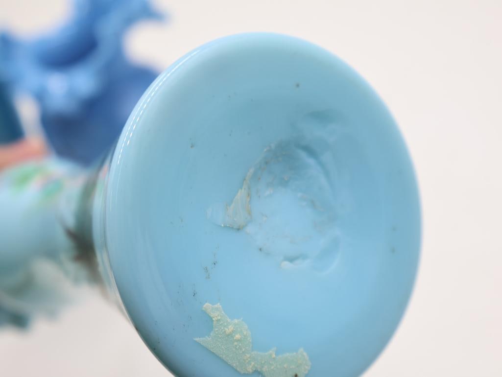 Lot of 4 Antique Blue Art Glass Vases - 6