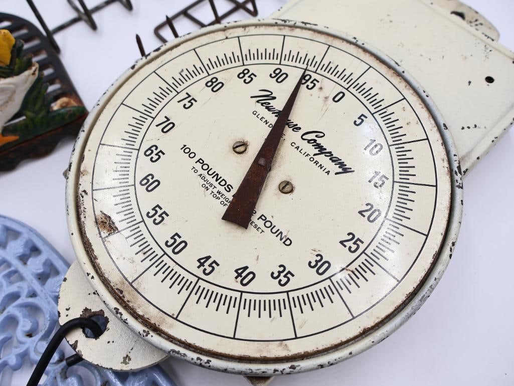 Vintage Kitchen and General Store Scales, Trivets and Rack - 7