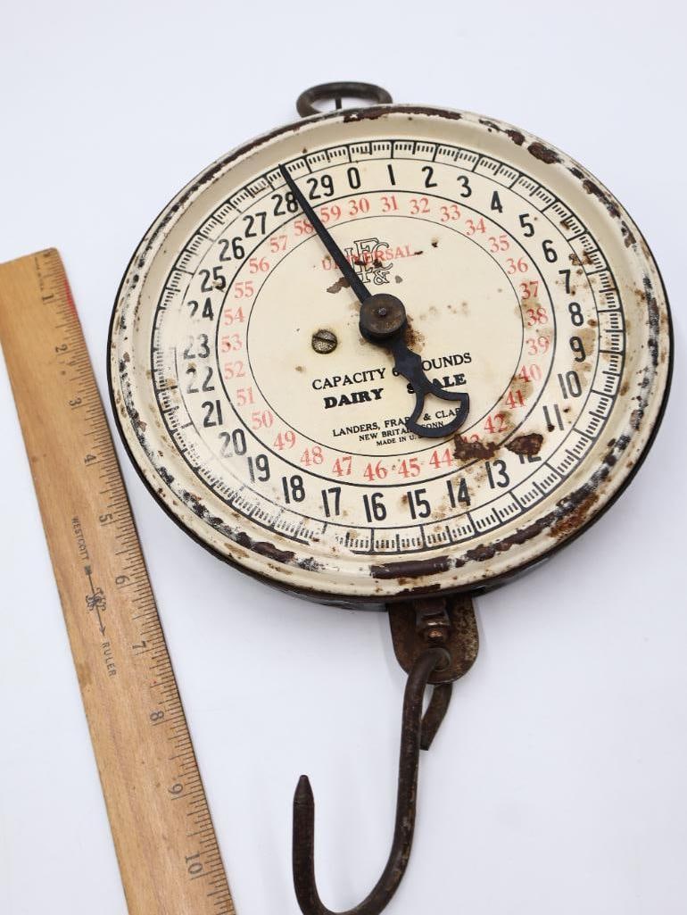 3 Vintage Hanging Dairy and Utility Scales Chatillon and Forschner - 12