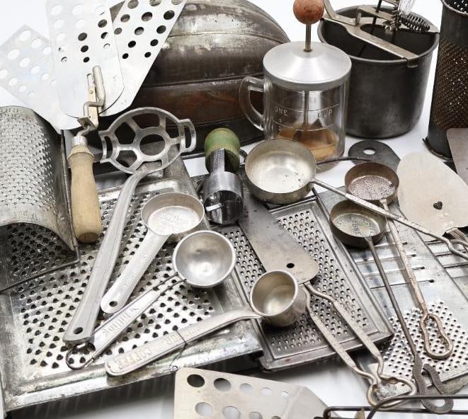 Large Lot Vintage Metal Kitchen Utensils and Gadgets - 3