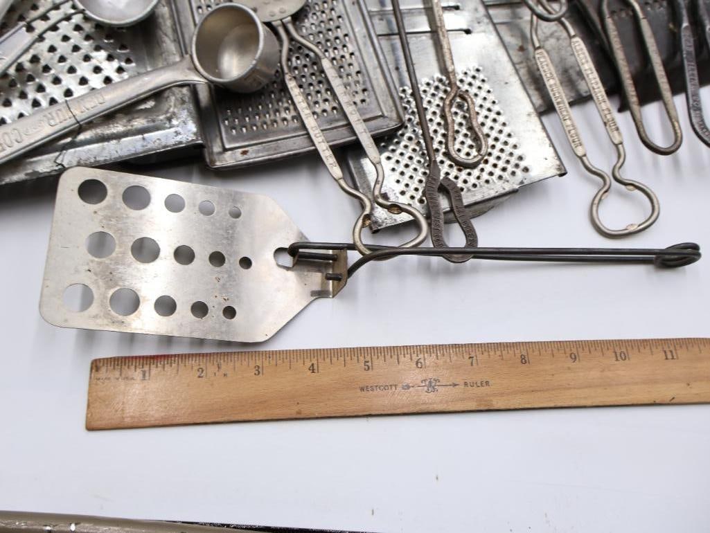 Large Lot Vintage Metal Kitchen Utensils and Gadgets - 4