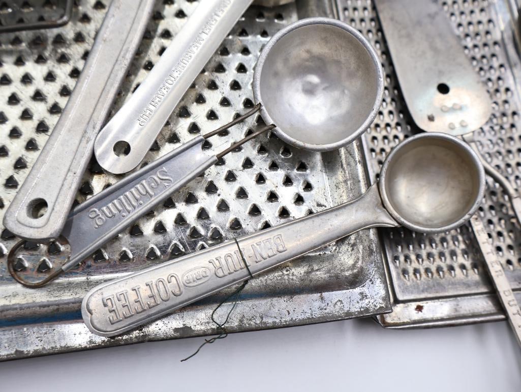 Large Lot Vintage Metal Kitchen Utensils and Gadgets - 8