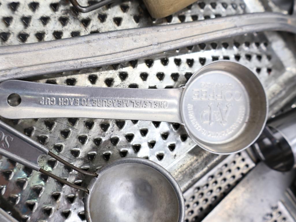 Large Lot Vintage Metal Kitchen Utensils and Gadgets - 9