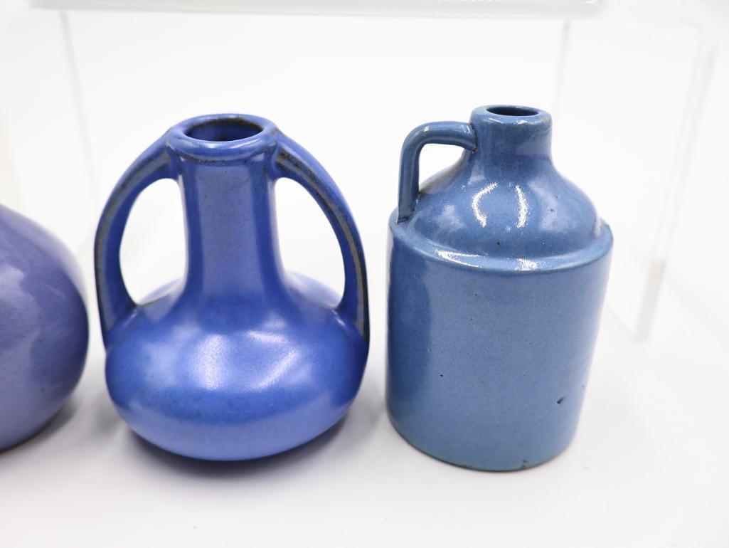 8 Pc Vintage Blue Stoneware Jugs, Crocks and Gallo Jug - 5