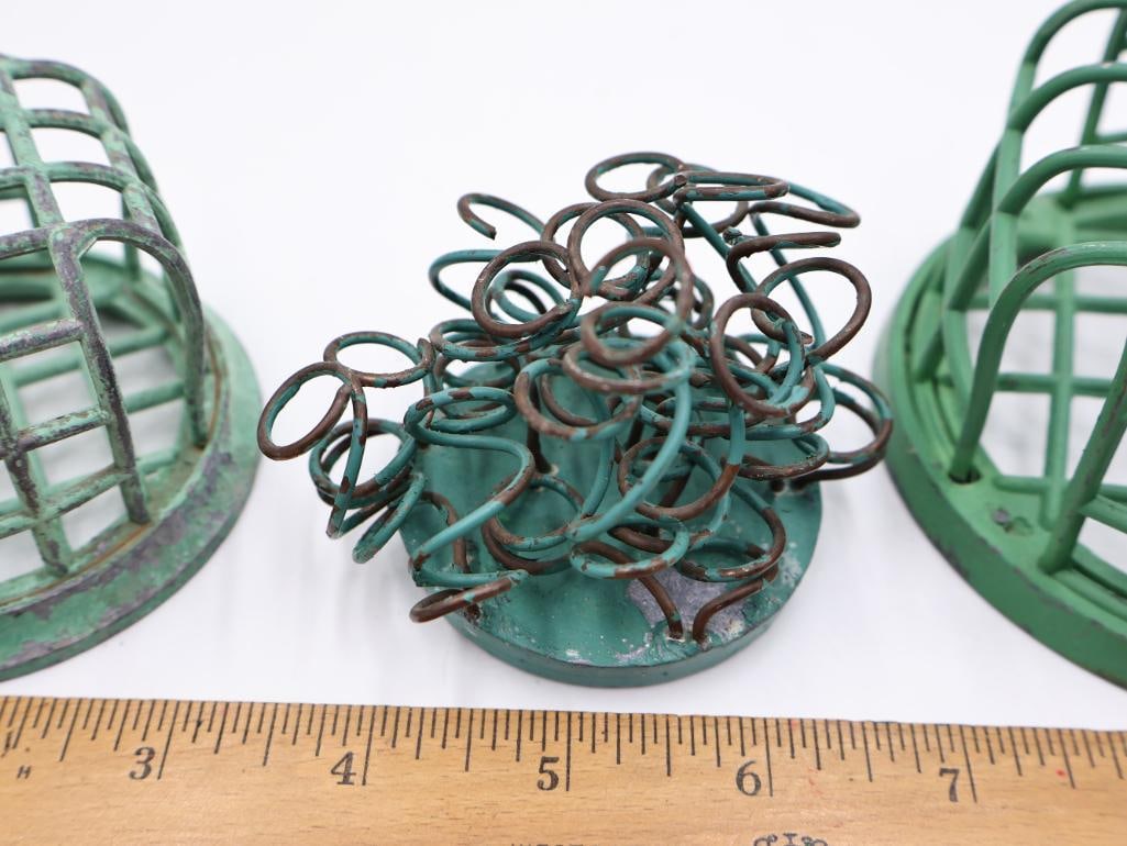 Collection of Vintage Metal Floral Frogs and Flower Holders - 16