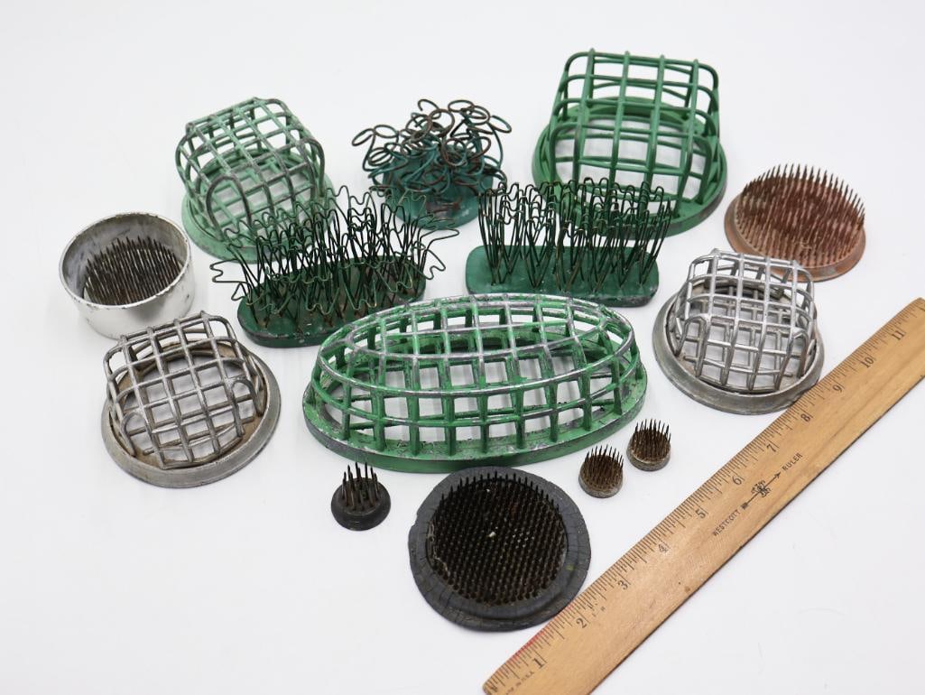 Collection of Vintage Metal Floral Frogs and Flower Holders - 2