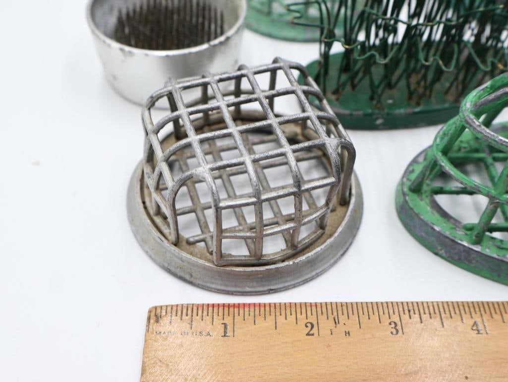 Collection of Vintage Metal Floral Frogs and Flower Holders - 6