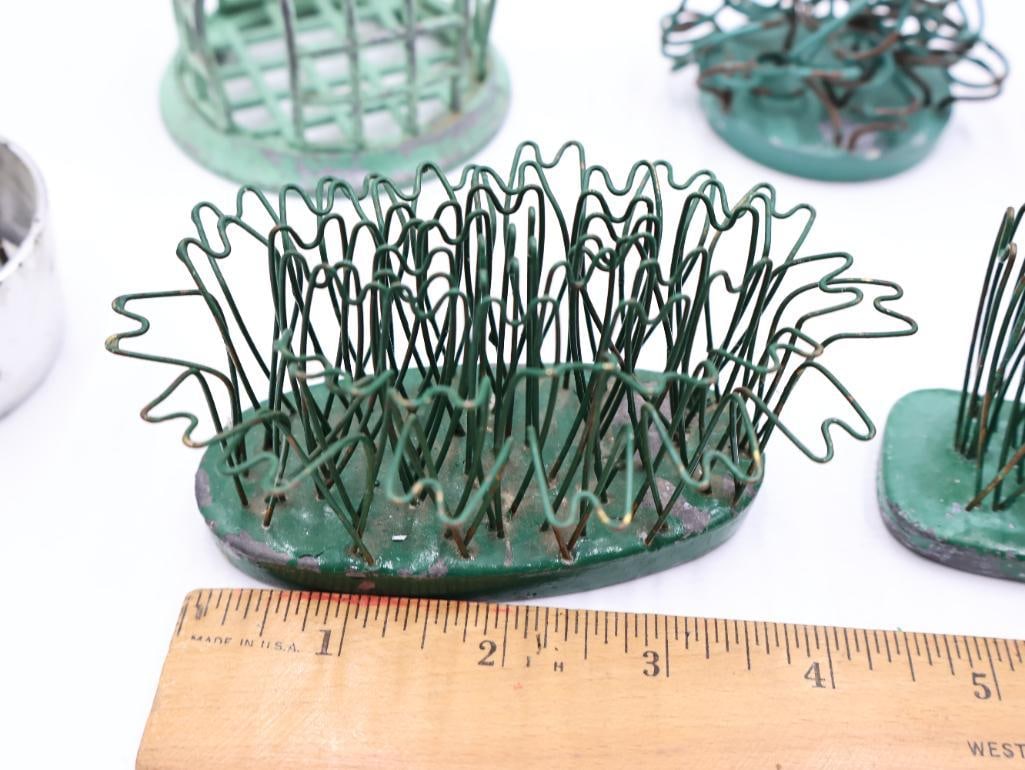 Collection of Vintage Metal Floral Frogs and Flower Holders - 9