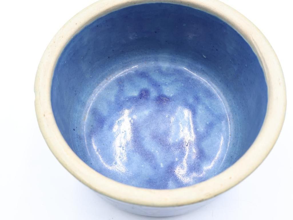 Pair Vintage Blue Stoneware Crocks / Bowls - 5
