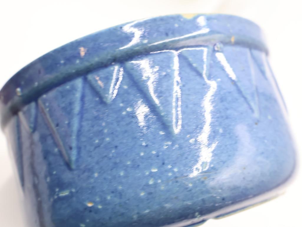 Pair Vintage Blue Stoneware Crocks / Bowls - 6