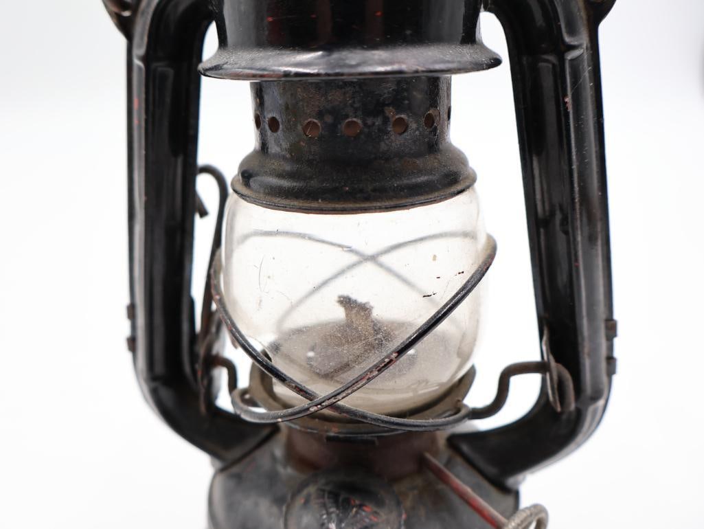 Vintage Lighting and Candle Lot Oil Lanterns, Enamel Candlestick and Curler Stove - 16