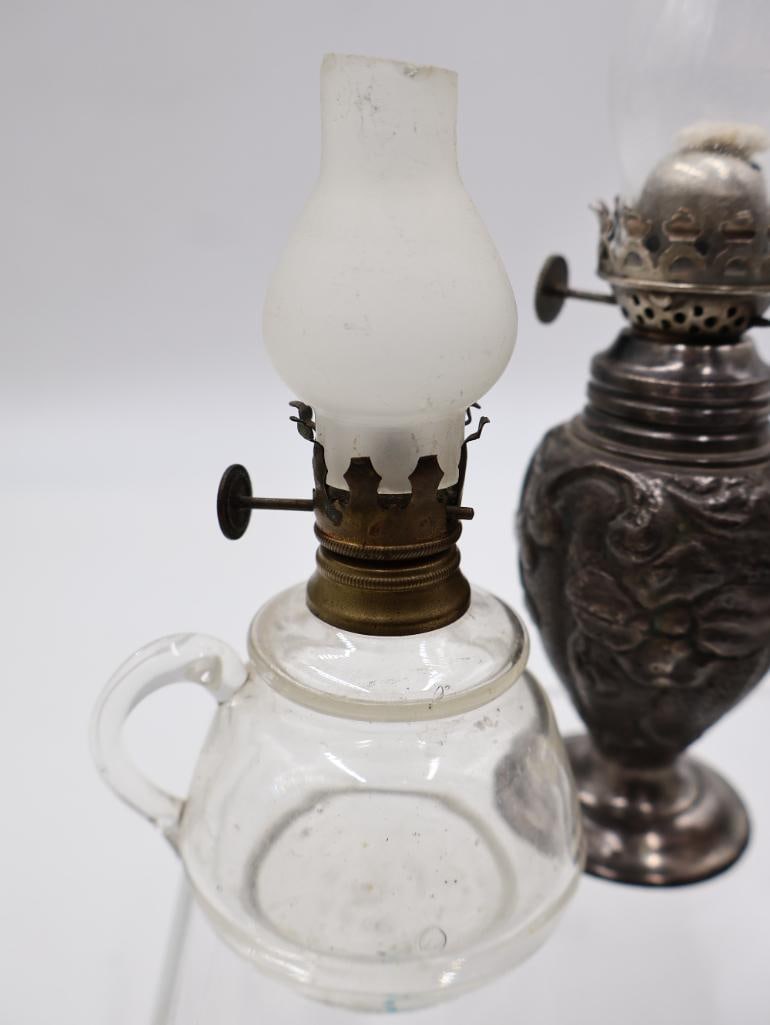 Collection of Antique Miniature Glass Kerosene Oil Lamps - 10