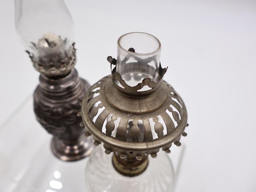 Collection of Antique Miniature Glass Kerosene Oil Lamps - 12